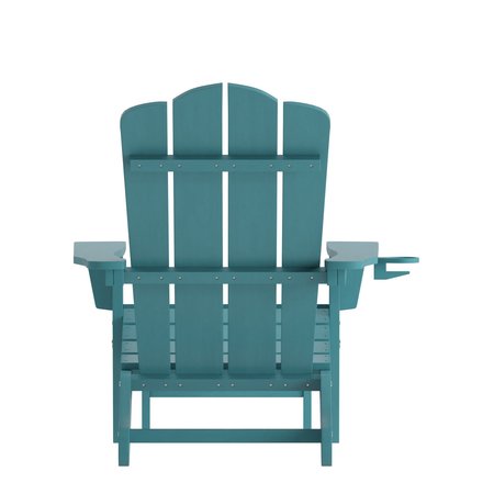 Flash Furniture Blue Adirondack Chairs with Ottoman-Cupholder, 2PK 2-LE-HMP-1044-110-BL-GG
